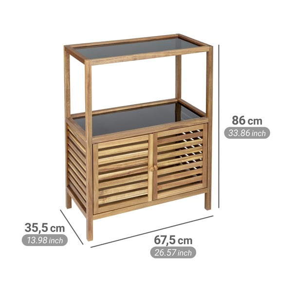 Czarno-naturalna niska szafka łazienkowa z litego drewna akacjowego 67,5x86 cm Fondi – Wenko-image-2