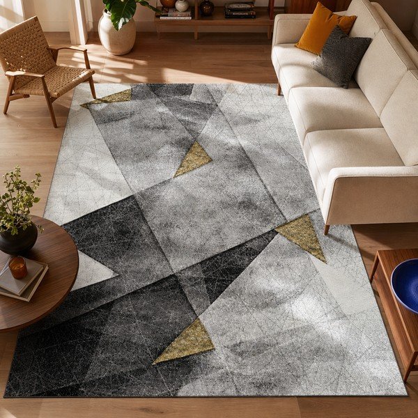 Szaro-żółty dywan Bianca Grey, 140x200 cm-image-4