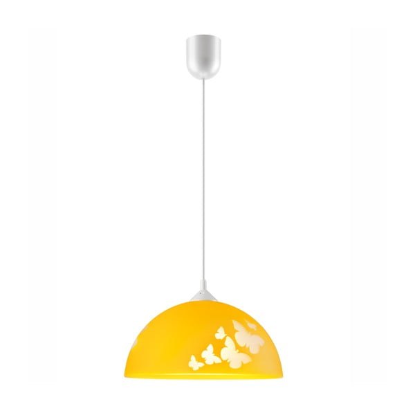 Lampa dziecięca w kolorze ochry ze szklanym kloszem ø 30 cm Mariposa – LAMKUR
