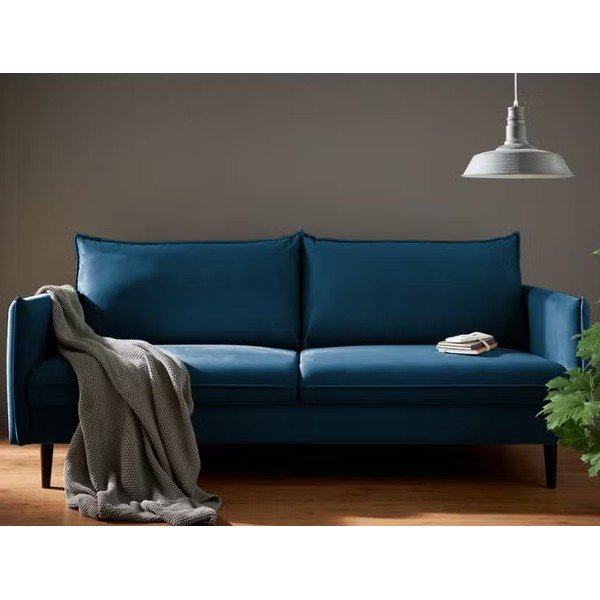 Ciemnoniebieska aksamitna sofa 203 cm Juli – Ropez-image-1