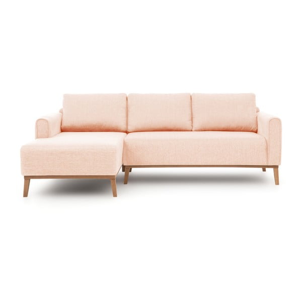 Różowa lewostronna sofa narożna Vivonita Milton