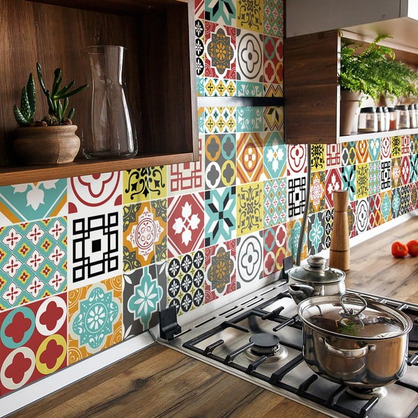 Zestaw 24 naklejek ściennych Ambiance Montecito, 15 x 15 cm-image-1