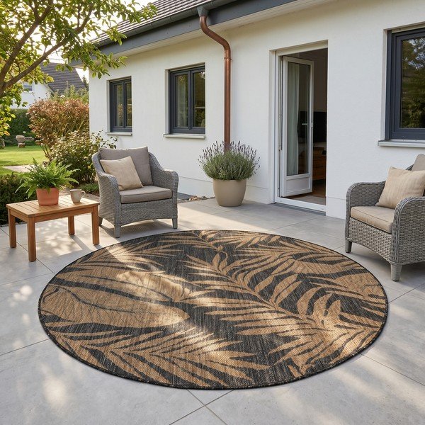 Czarny/brązowy okrągły dywan odpowiedni na zewnątrz ø 160 cm Mira 1451 – Ayyildiz Carpets-image-1