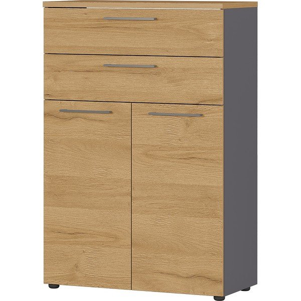 Antracytowa wysoka komoda w dekorze dębu 80x120 cm Agenda – Germania-image-1