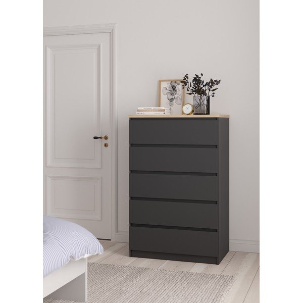 Ciemnoszara komoda 77x121x50 cm Naia – Tvilum-image-1