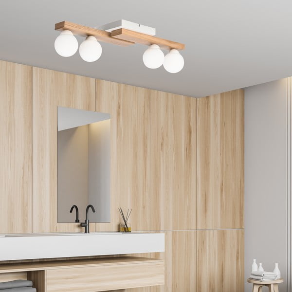 Lampa sufitowa w biało-naturalnym kolorze ze szklanym kloszem ø 12 cm Cortina – LAMKUR-image-3