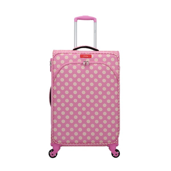 Różowa walizka z 4 kółkami Lollipops Jenny, wys. 67 cm