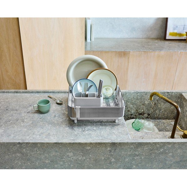 Regulowany plastikowy ociekacz w kolorze srebra 35,5x38 cm Extend Steel Plus – Joseph Joseph-image-1