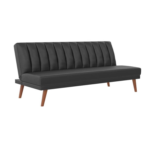 Czarna rozkładana sofa z imitacji skóry 173 cm Brittany – Novogratz-image-2