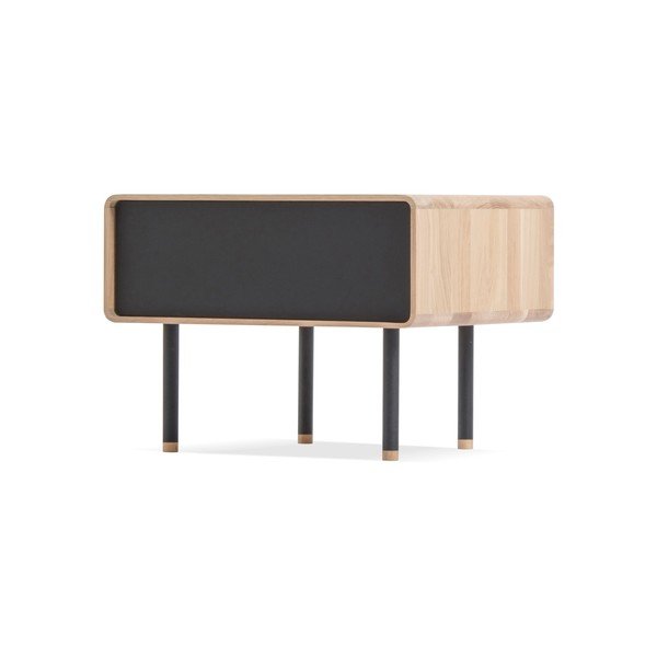 Dębowa szafka nocna z czarną szufladą Gazzda Fina-image-2