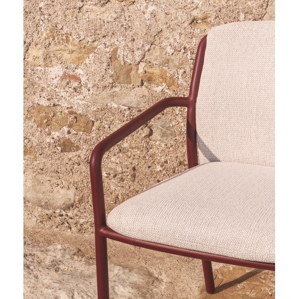 Bordowe tapicerowane krzesło ogrodowe Linosa – Kave Home-image-2