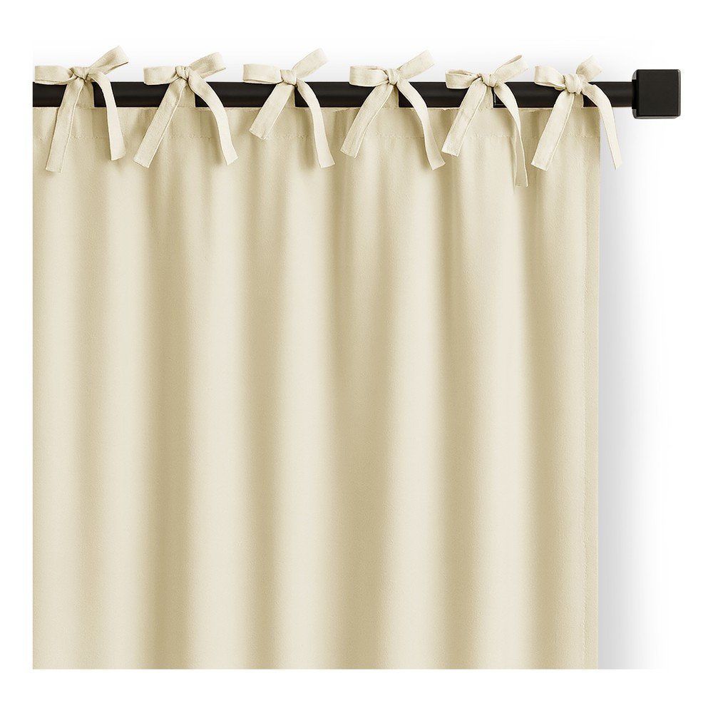 Zasłona częściowo zaciemniająca (dimout) w kolorze kości słoniowej 140x250 cm Carli Tie – Restilo