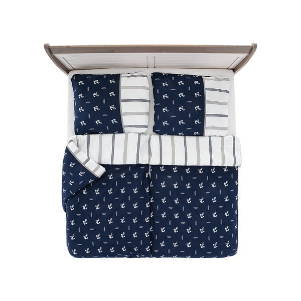 Ciemnoniebieska krepowa pościel jednoosobowa 140x200 cm Exclusive – B.E.S.-image-2