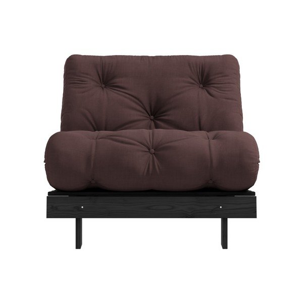 Fotel rozkładany z ciemnobrązowym obiciem Karup Design Roots Black/Brown-image-1