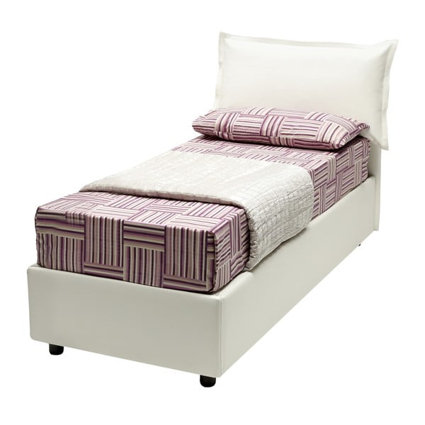 Beżowe łóżko jednoosobowe ze schowkiem i materacem 13Casa Rose, 80x190 cm