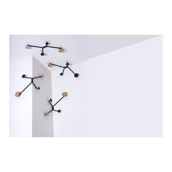 Czarny narożny wieszak ścienny z miętowym elementem Gazzda Hook-image-4