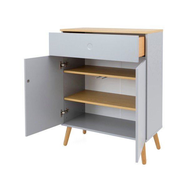 Szara szafka z nogami z drewna dębowego Tenzo Dot, szer. 79 cm-image-3