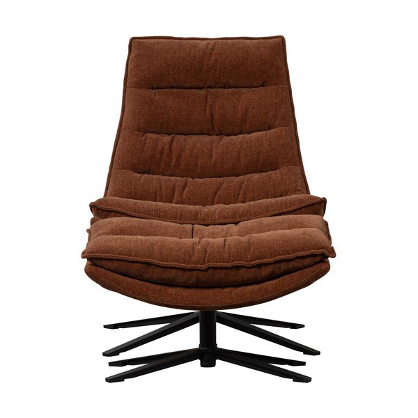 Brązowy obrotowy fotel z podnóżkiem z tkaniny szenilowej Kube – WOOOD-image-3