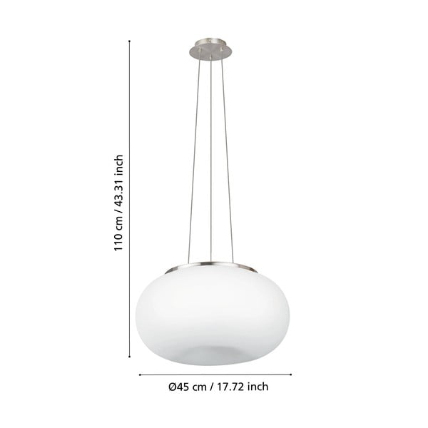 Lampa wisząca w biało-srebrnym kolorze ze szklanym kloszem ø 44,5 cm OPTICA – EGLO-image-3