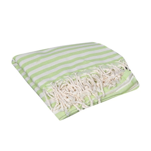 Zielony ręcznik hammam Akasya Green, 90x190 cm