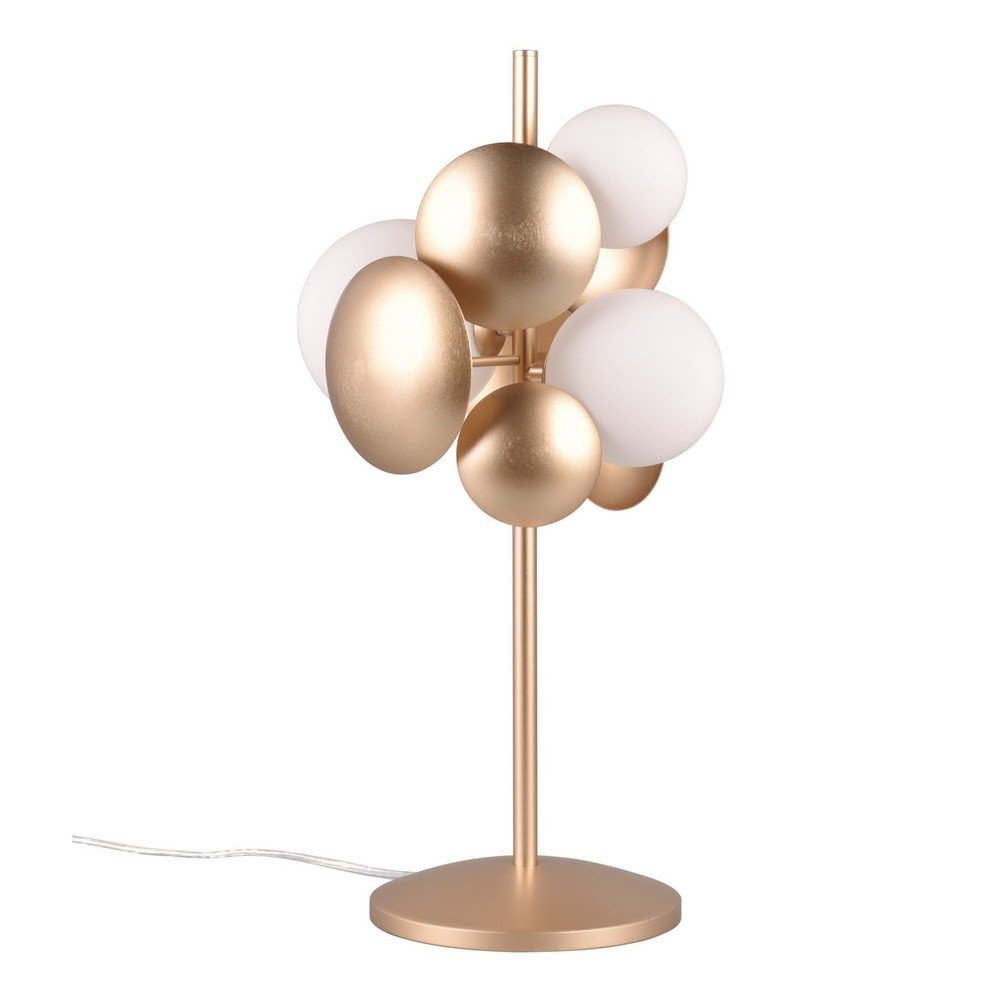 Lampa stołowa w biało-złotym kolorze ze szklanym kloszem (wys. 50 cm) Bubble – Trio Select