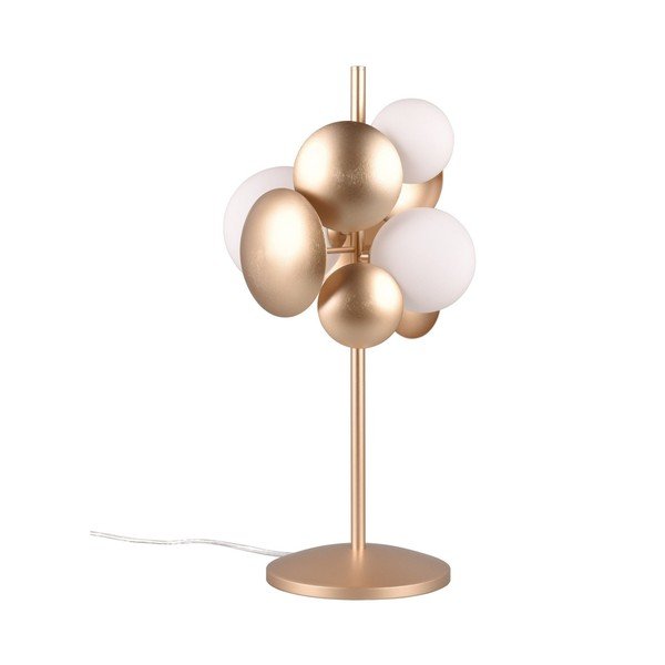Lampa stołowa w biało-złotym kolorze ze szklanym kloszem (wys. 50 cm) Bubble – Trio Select