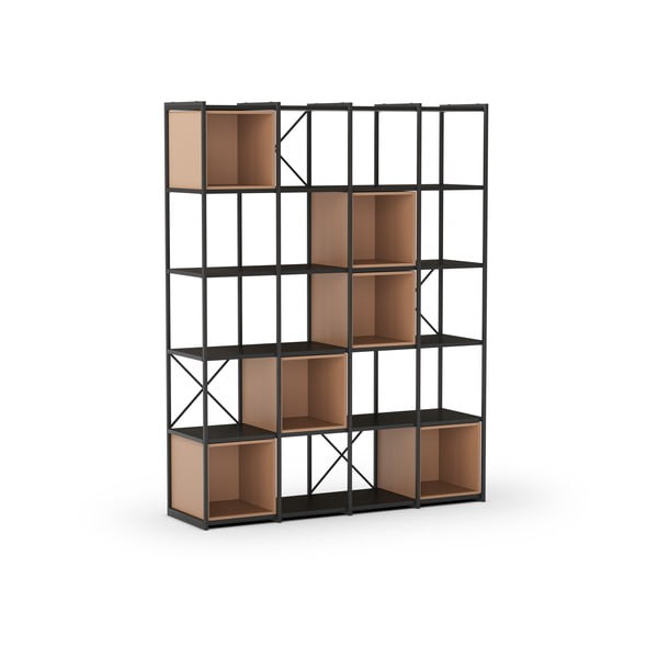 Czarno-ceglasty regał 140x179 cm Anya – Marckeric-image-2