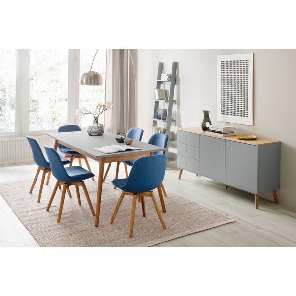 Szara 2-drzwiowa komoda z nogami z drewna dębowego i 3 szufladami Tenzo Dot-image-1