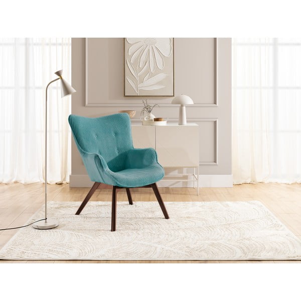 Turkusowy sztruksowy fotel Niko – Ropez-image-4