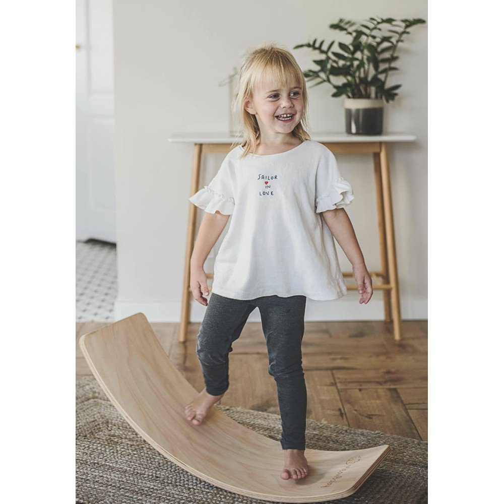 Niebiesko-naturalna deska do balansowania z litego drewna sosnowego 80x30x18 cm Montessori – Meowbaby (zdjęcie 9)