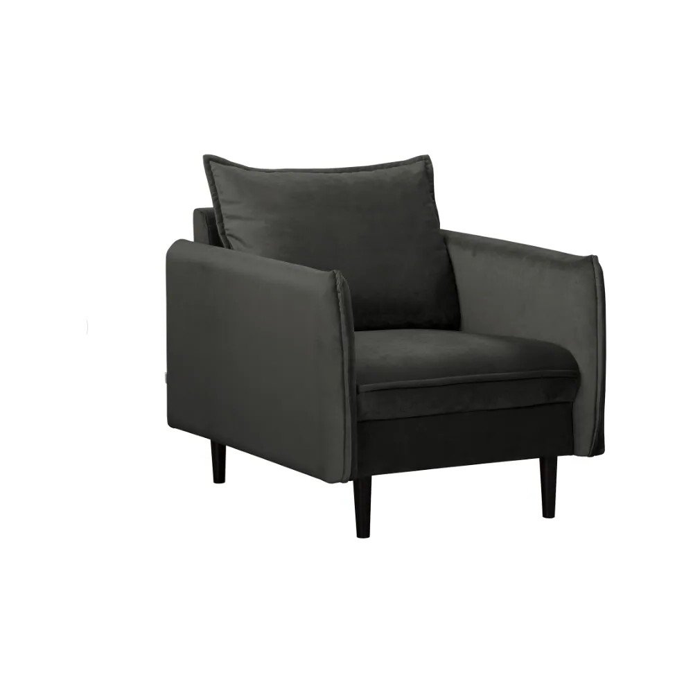 Ciemnoszary aksamitny fotel Juli – Ropez