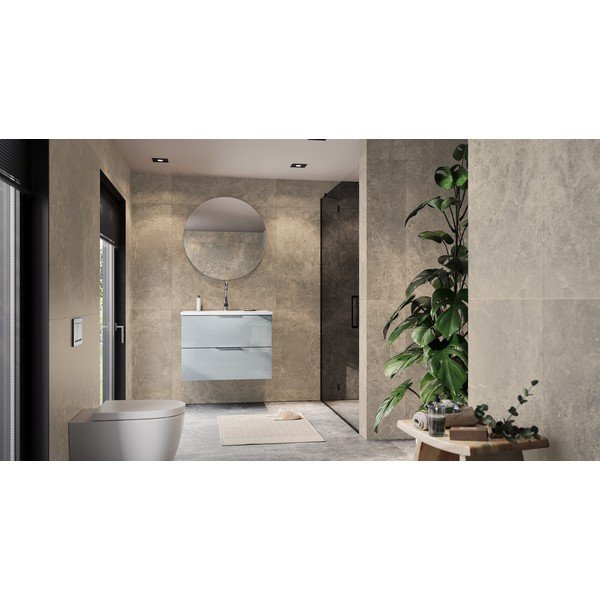 Szara wisząca szafka pod umywalkę z połyskiem 81x61 cm Celano – Germania-image-1