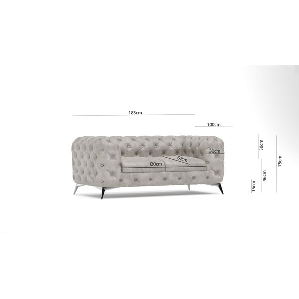 Jasnoszara aksamitna sofa 185 cm Chelsea – Ropez-image-3