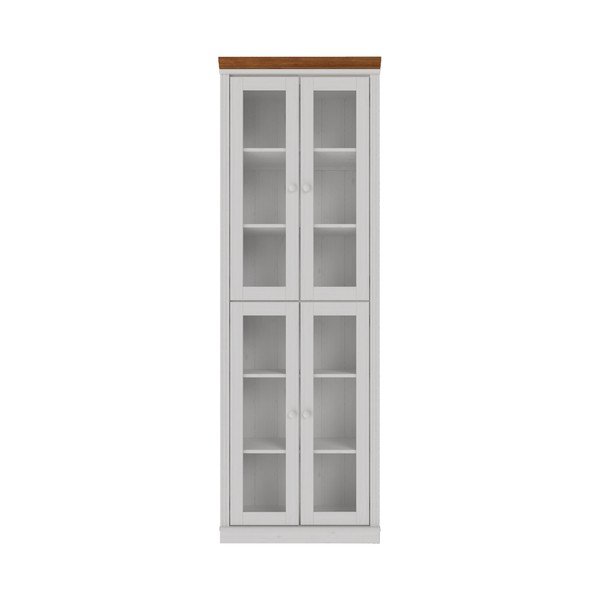 Biała/w bursztynowym kolorze witryna z litego drewna sosnowego 74x223x37 cm Anita – Støraa