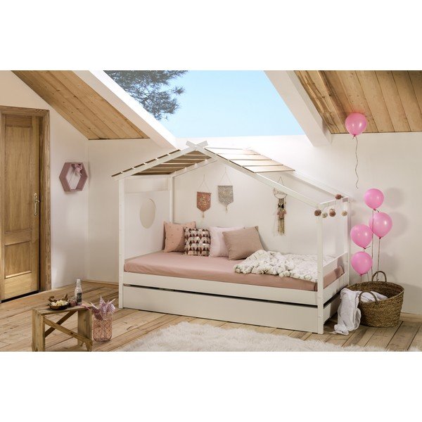 Białe łóżko dziecięce z wysuwaną szufladą Marckeric Nayah, 90x190 cm-image-3