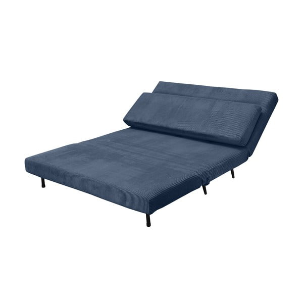 Niebieska sztruksowa rozkładana sofa 140 cm Mallory – Støraa-image-4