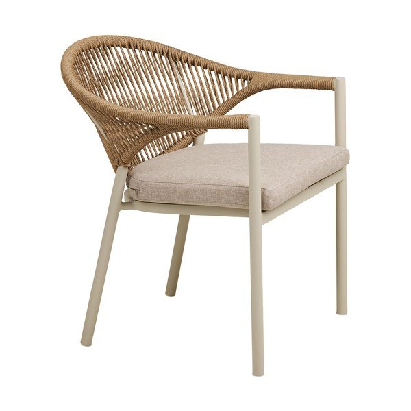 Beżowe metalowe tapicerowane krzesło ogrodowe Abela – House Nordic-image-3