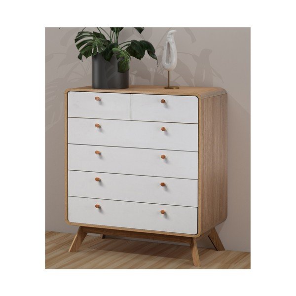 Biało-naturalna wysoka komoda w dekorze dębu 81x104 cm Caitlin – Støraa-image-1