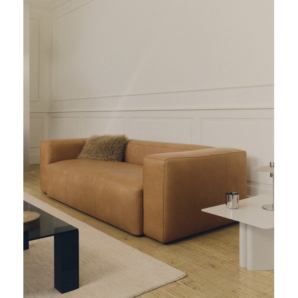Brązowa skórzana sofa 240 cm Blok – Kave Home-image-1