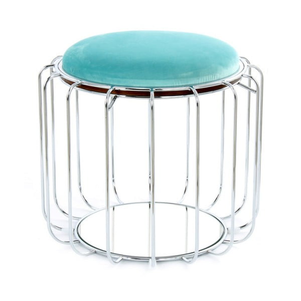 Turkusowy stolik/puf z konstrukcją w srebrnym kolorze 360 Living Canny, ⌀ 50 cm