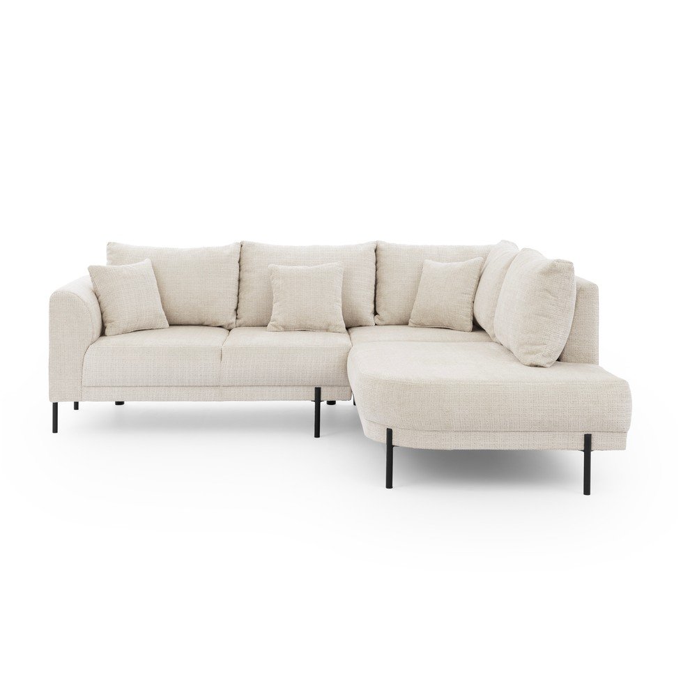 Beżowy narożnik z tkaniny szenilowej (prawostronny/w kształcie litery L) Mauris  – Ropez