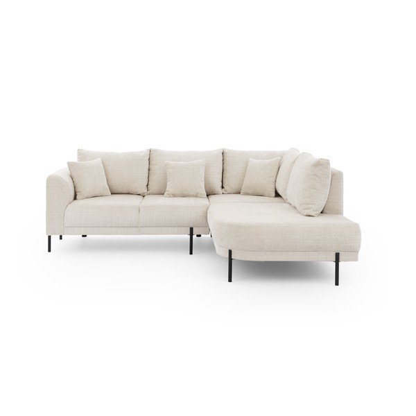 Beżowy narożnik z tkaniny szenilowej (prawostronny/w kształcie litery L) Mauris  – Ropez