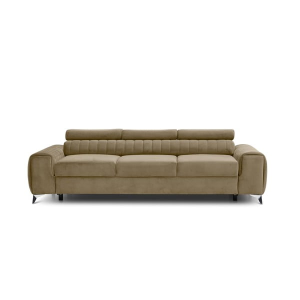 Jasnobrązowa aksamitna rozkładana sofa 261 cm Laurence – ELTAP