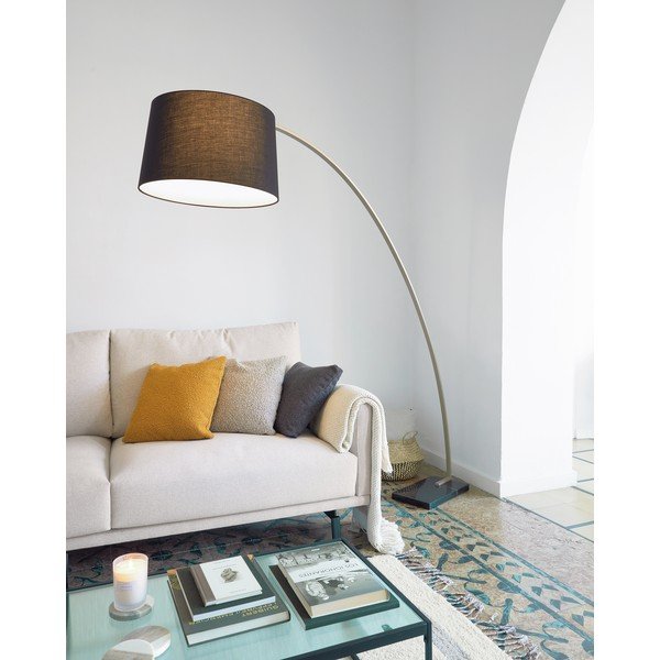Czarna/w kolorze złota lampa stojąca z tekstylnym kloszem (wysokość 210 cm) Juhe – Kave Home-image-2