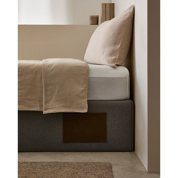 Czarne tapicerowane łóżko dwuosobowe ze schowkiem/bez zagłówka 140x190 cm Matters – Kave Home-image-2