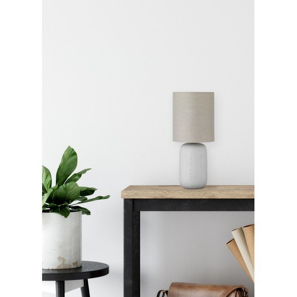 Szara lampa stołowa z ceramiki i tkaniny Reality Clay, wys. 35 cm-image-1