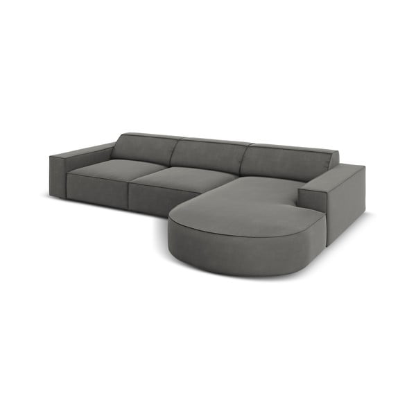 Szary aksamitny narożnik (prawostronny) Jodie − Micadoni Home-image-4