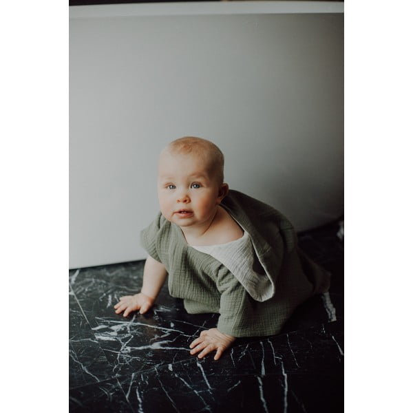 Muślinowe poncho dziecięce w kolorze khaki rozmiar M – Malomi Kids-image-2