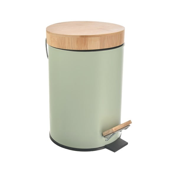 Jasnozielony metalowy kosz na śmieci z pedałem 3 l Greenish – Orion-image-2