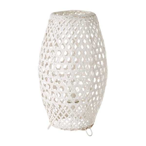 Biała bambusowa lampa stołowa (wys. 36 cm) – Casa Selección